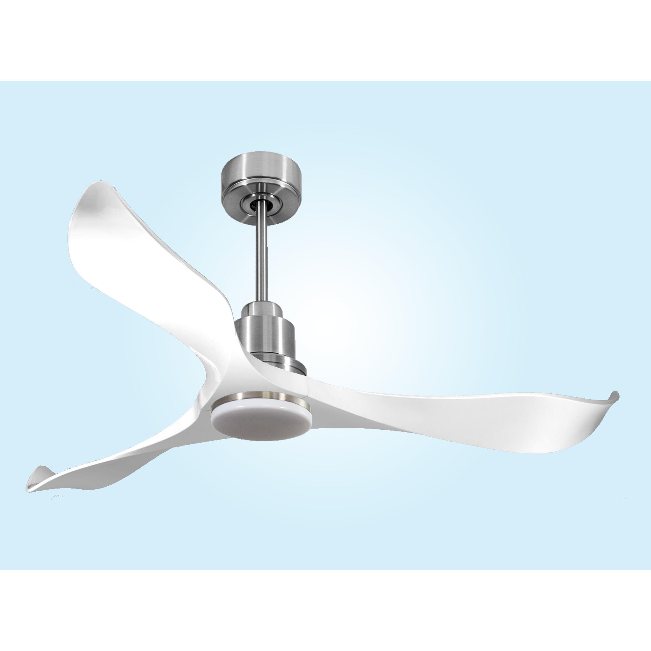 Ventilateur de plafond Réversible  Thermostat Dimmable Wifi Moteur à courant continu Toits en pente Télécommande Lumière à trois tons Adaptateur 2/3 Lames