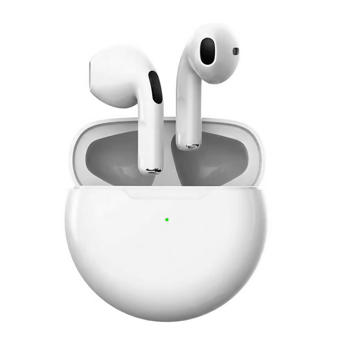 Auriculares TWS Pro 6, Bluetooth 5.3. Control táctil de reproducción musical y llamadas.