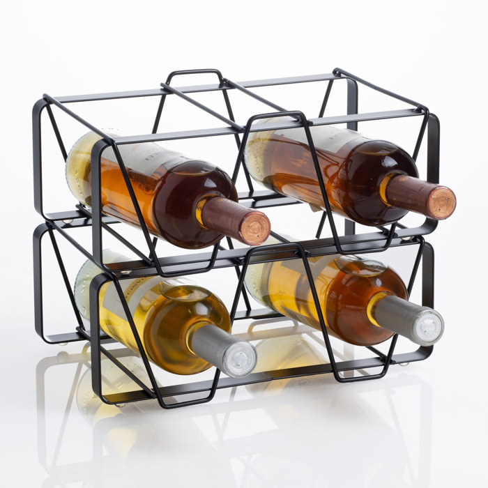 Porte-bouteilles modulable Tomasucci CIN, en acier, noir, 30 × 12 × 12 cm