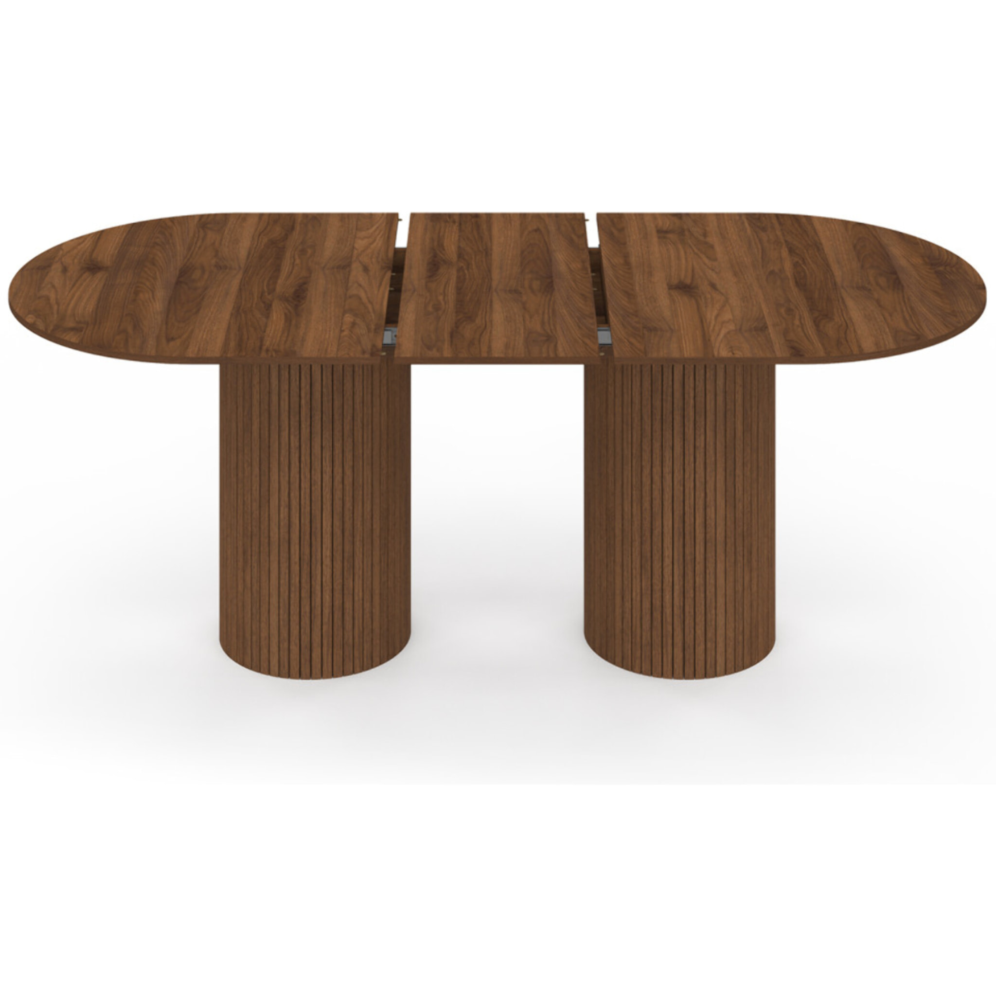 Table à manger extensible Albane 160-200cm 2 pieds pylône effet noyer