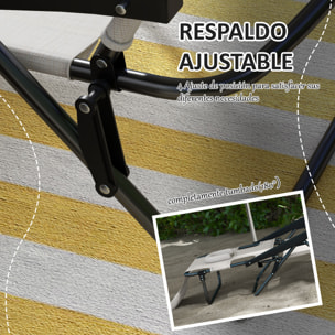 Outsunny Tumbona Plegable Tumbona de Jardín con Respaldo Ajustable en 4 Niveles Orificio de Lectura y Reposacabezas para Terraza Piscina 194x72x31 cm Crema