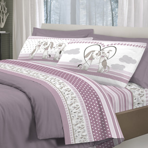 Completo letto baubau rosa 100% cotone