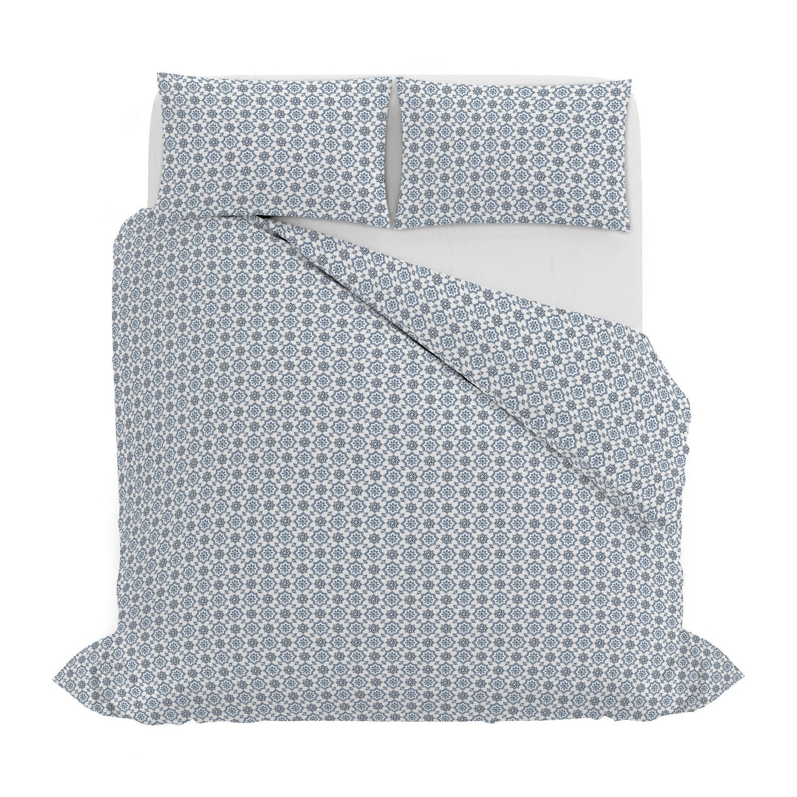 PARURE COPRIPIUMINO PRINTED COLORS, 100% Cotone, Made in Italy - FLOYD BLU