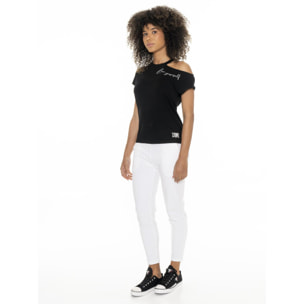 T-shirt monospalla da donna Leone Black'n White