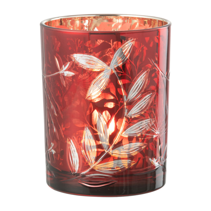 J-Line photophore Feuilles - verre - rouge/or - medium