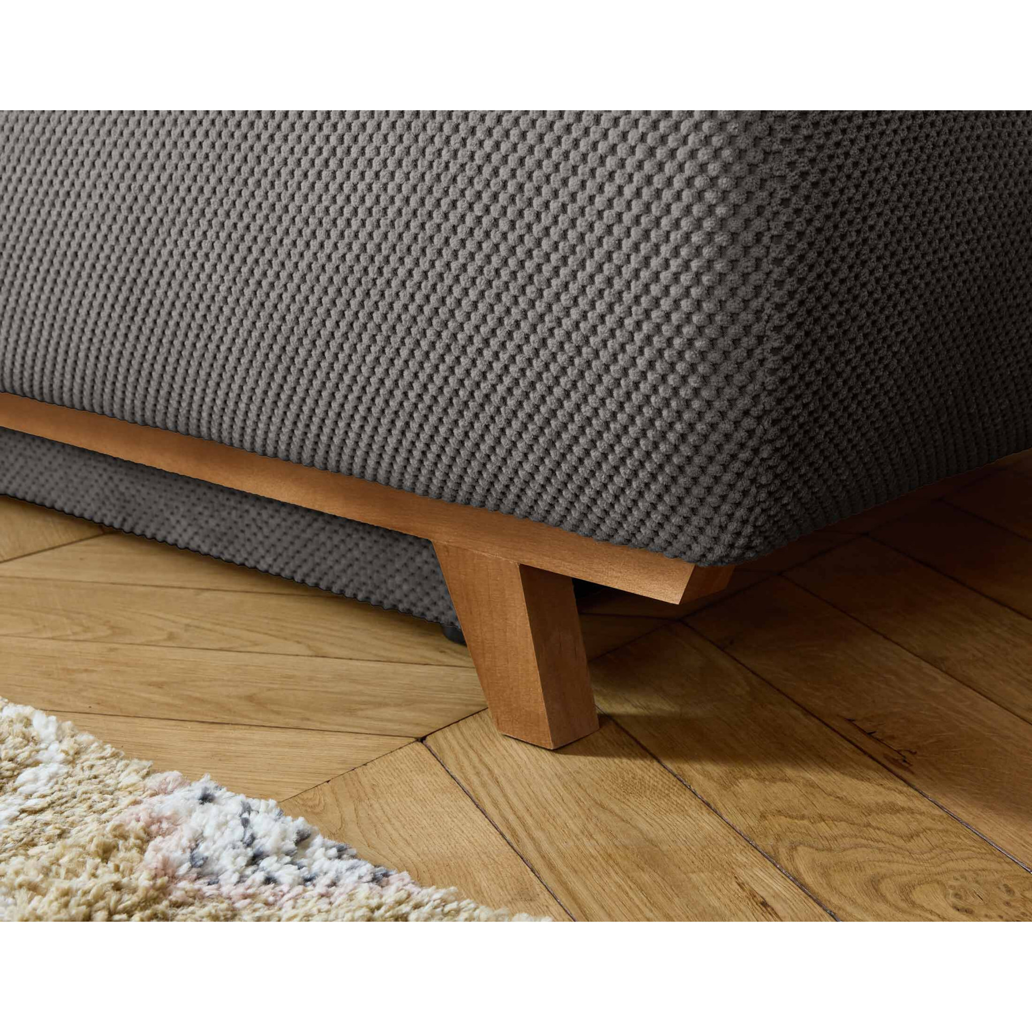 Cristal - fauteuil - convertible avec coffre et grand pouf - en velours texturé - Gris foncé
