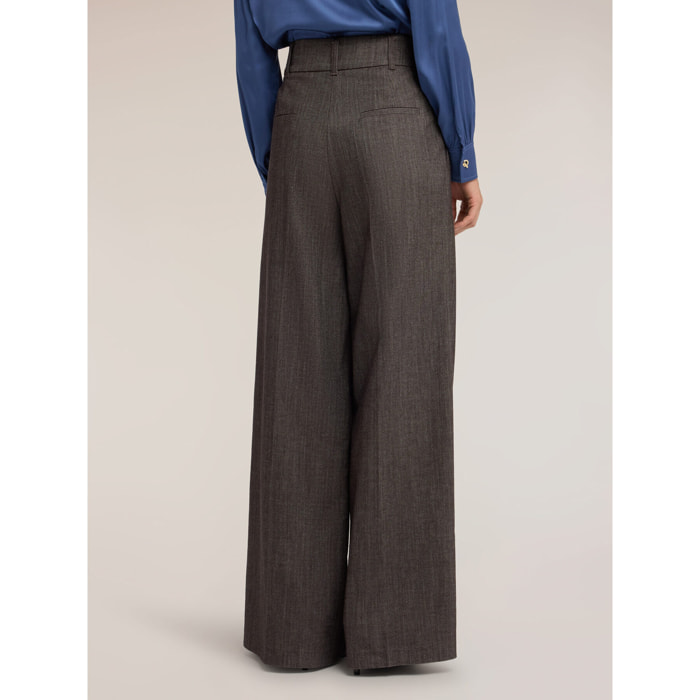 Motivi - Pantaloni palazzo tinto filo - Grigio