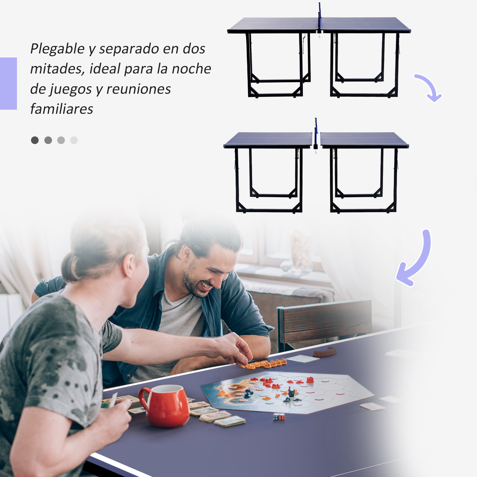 Mesa de Ping-Pong Plegable Mesa de Tenis de Mesa con Red y Marco de Acero para Interior y Exterior 182x91x76 cm Azul