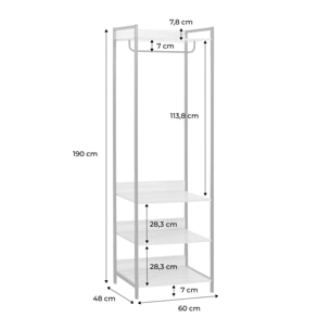 Module dressing noir avec 1 penderie et 3 étagères. L 60 x P 48 x H 190 cm