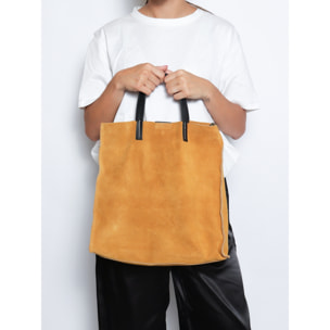 Borsa a mano da donna Made in Italy - Modello Novara Lux - Pelle Scamosciata - 34.5 x 32.0 x 17.0 cm