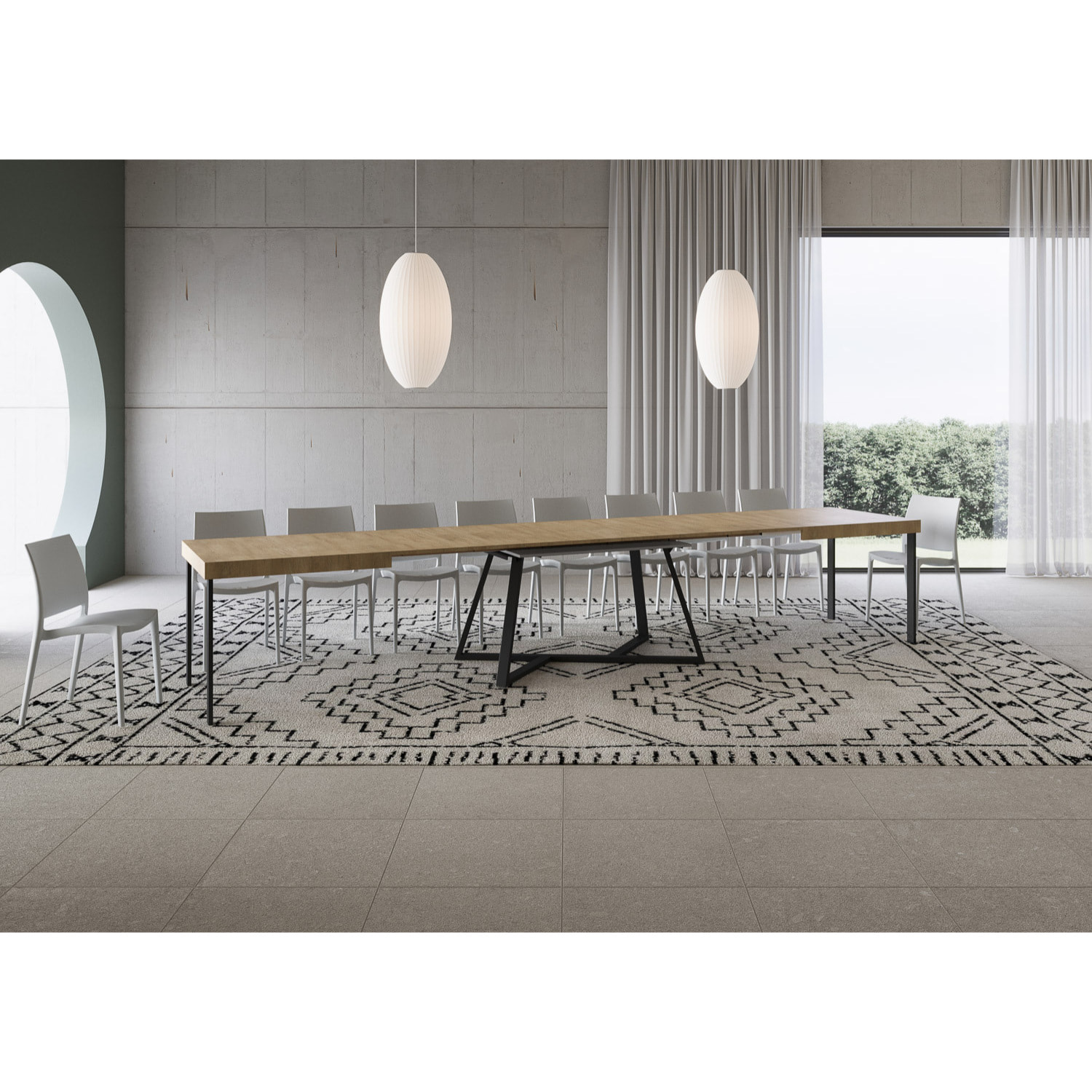 Mesa extensible 90x180/440 cm Booster roble natural patas antracita