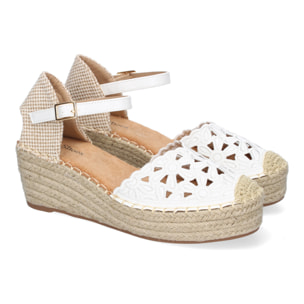 Sandalia de Cuña de Yute para Mujer, Comodas y Elegantes, Diseño Floral Bordado