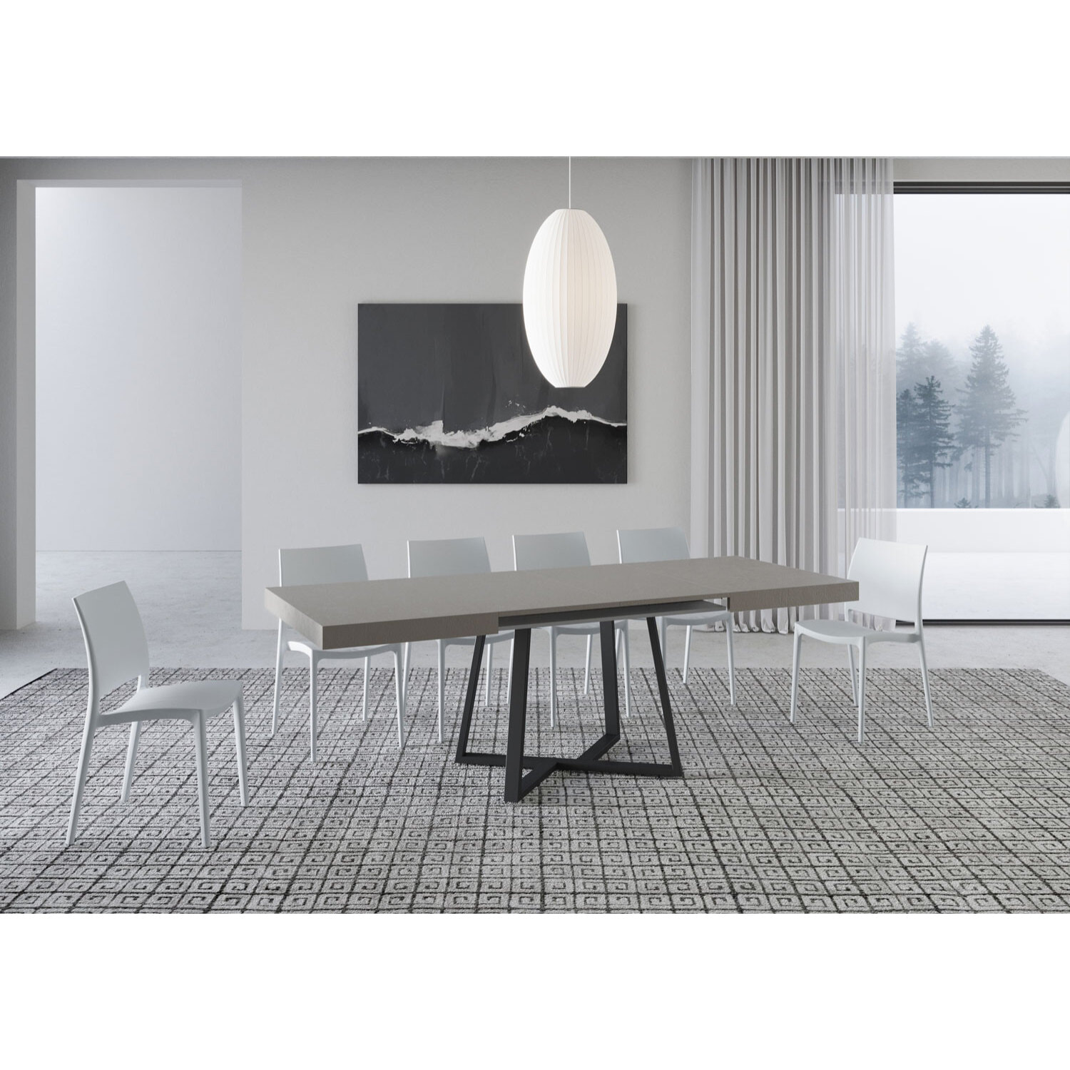 Table extensible 90x120/224 cm Zeplir cachemire pieds anthracite