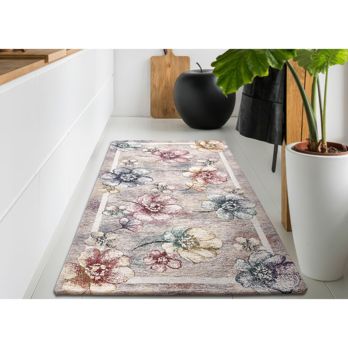 Tappeto Jacquard Ideale Cucina Ingresso Made In Italy Antiscivolo, Lavabile, Morbido Disegno Emily Multicolor By Suardi