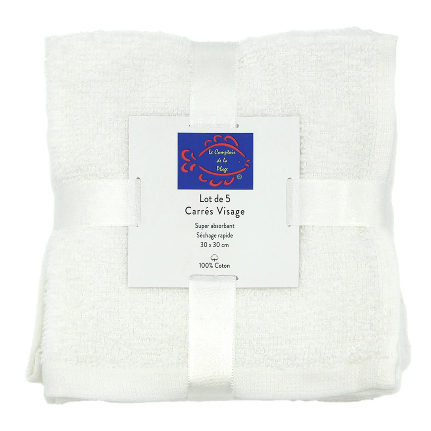 Lot de 5 carrés visage 30x30cm - Blanc
