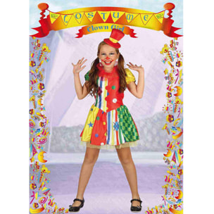 Clown Girl Travestimento Costume Carnevale Multicolore Bambina