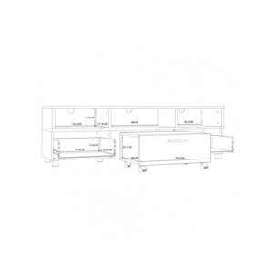 Meuble TV avec table basse intégré sur roulettes - 2 coloris - LAKE