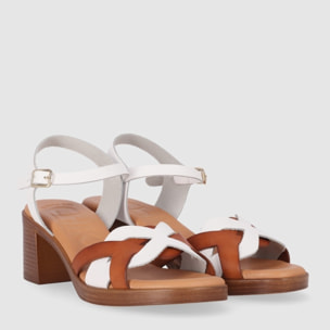 Sandalias de Piel - Multi-Blanco - Tacón: 5 cm