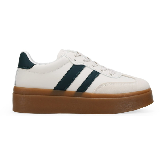 Zapatillas de plataforma beige con cordones