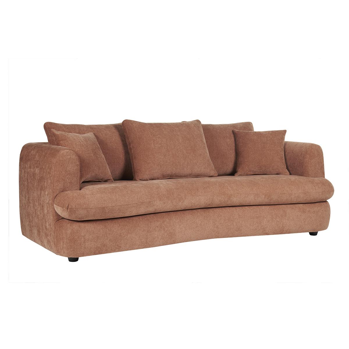 Canapé convertible déhoussable 3-4 places design haricot en tissu effet velours terracotta SACHA