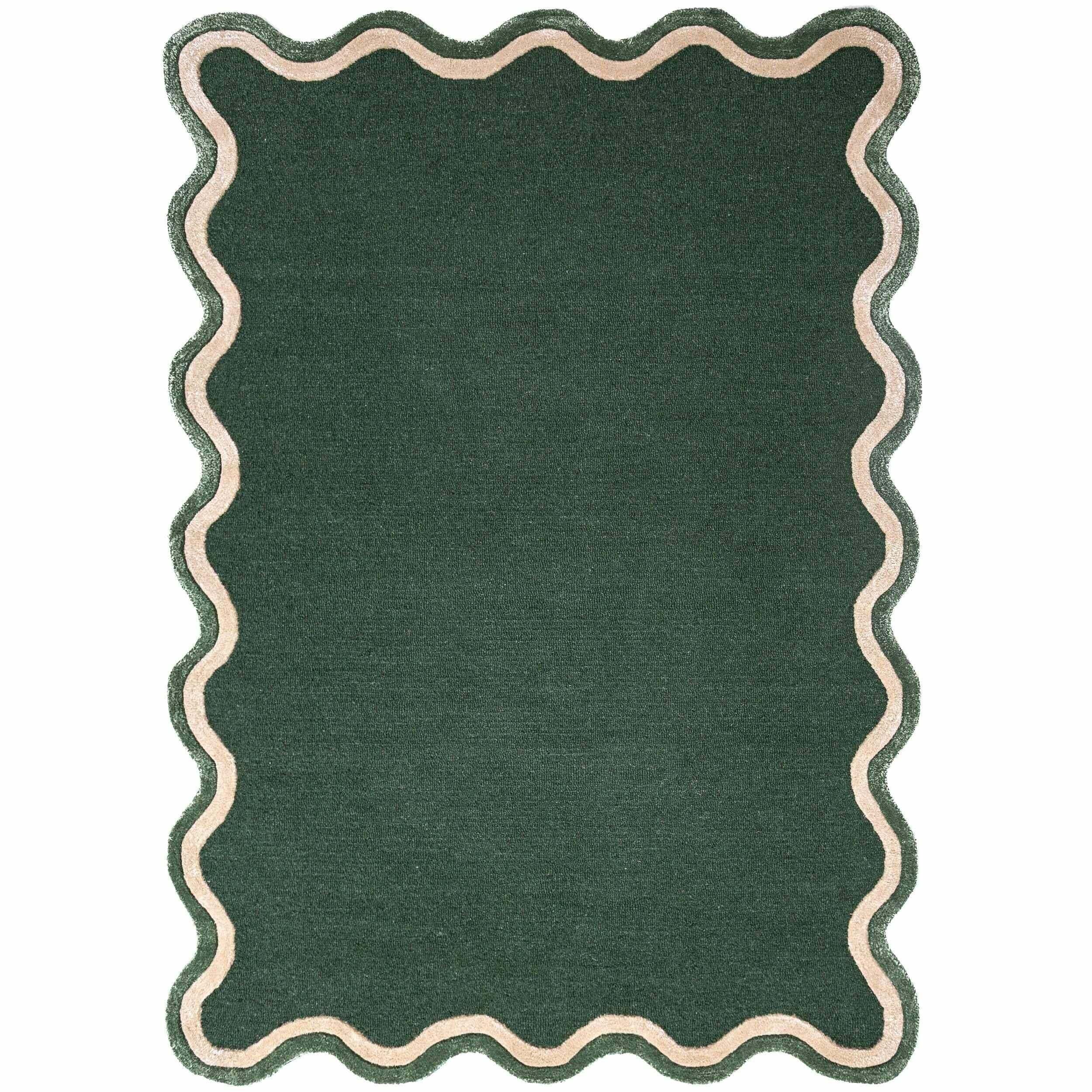 Tapis en mélange de laine à bordure festonnée RIVO