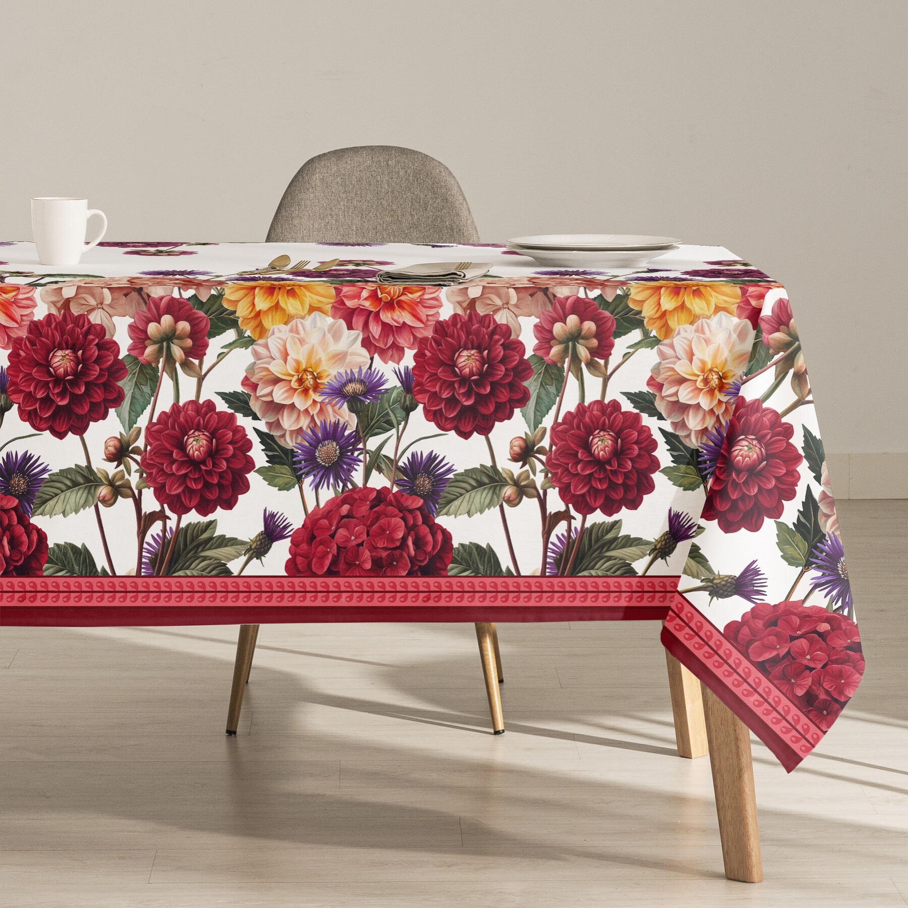 Nappe imprimée anti-tâches DARLIN ROUGE