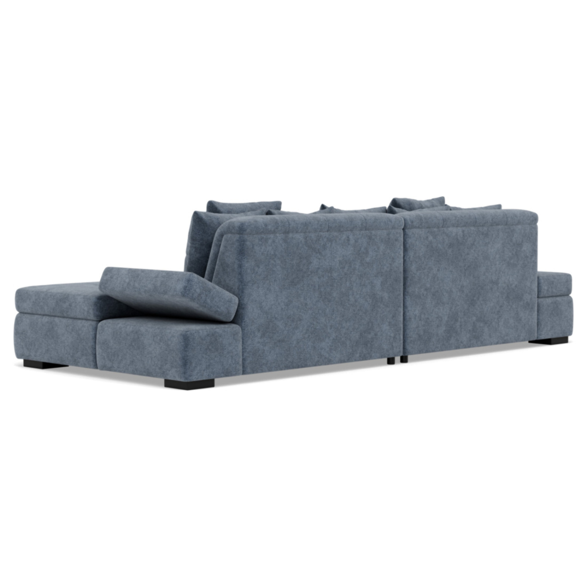 Vermont - canapé droit 4 places avec double méridienne - assise profonde - en velours texturé - Bleu