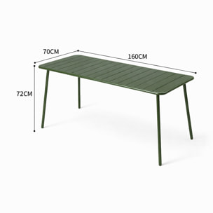 Ensemble table de jardin 160 cm et 6 chaises vert EVORA
