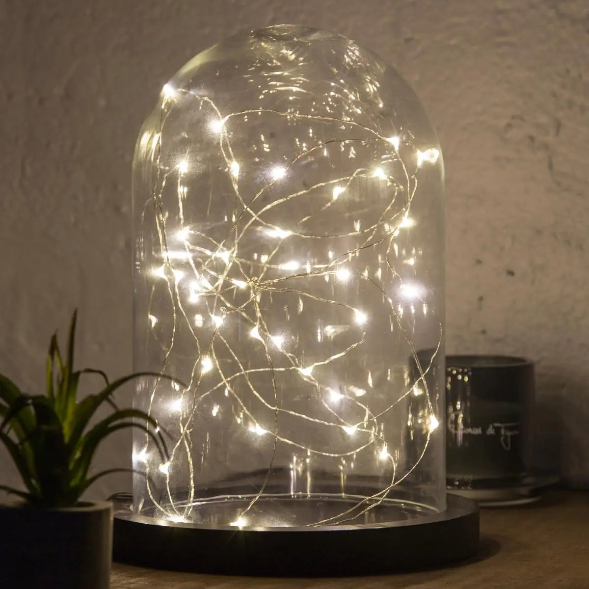 Guirlandes "Anya" 40 microLED à pile argent blanc chaud L400cm