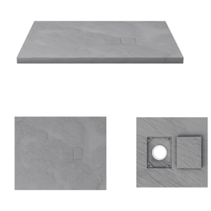 Receveur à poser en matériaux composite SMC - Finition ardoise gris - 80x100cm - ROCK 2 GREY 80