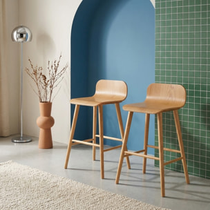 Tabouret de bar scandinave bois d'hévéa 67,5cm (lot de 2) CASSIA