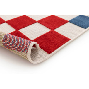 MILA Alfombra geométrica con relieve de exterior-interior multicolor, varias medidas disponibles.
