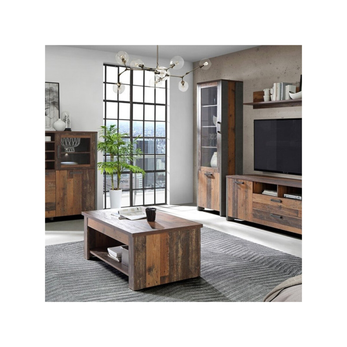 Table basse avec plateau relevable en bois effet vieilli - FRED
