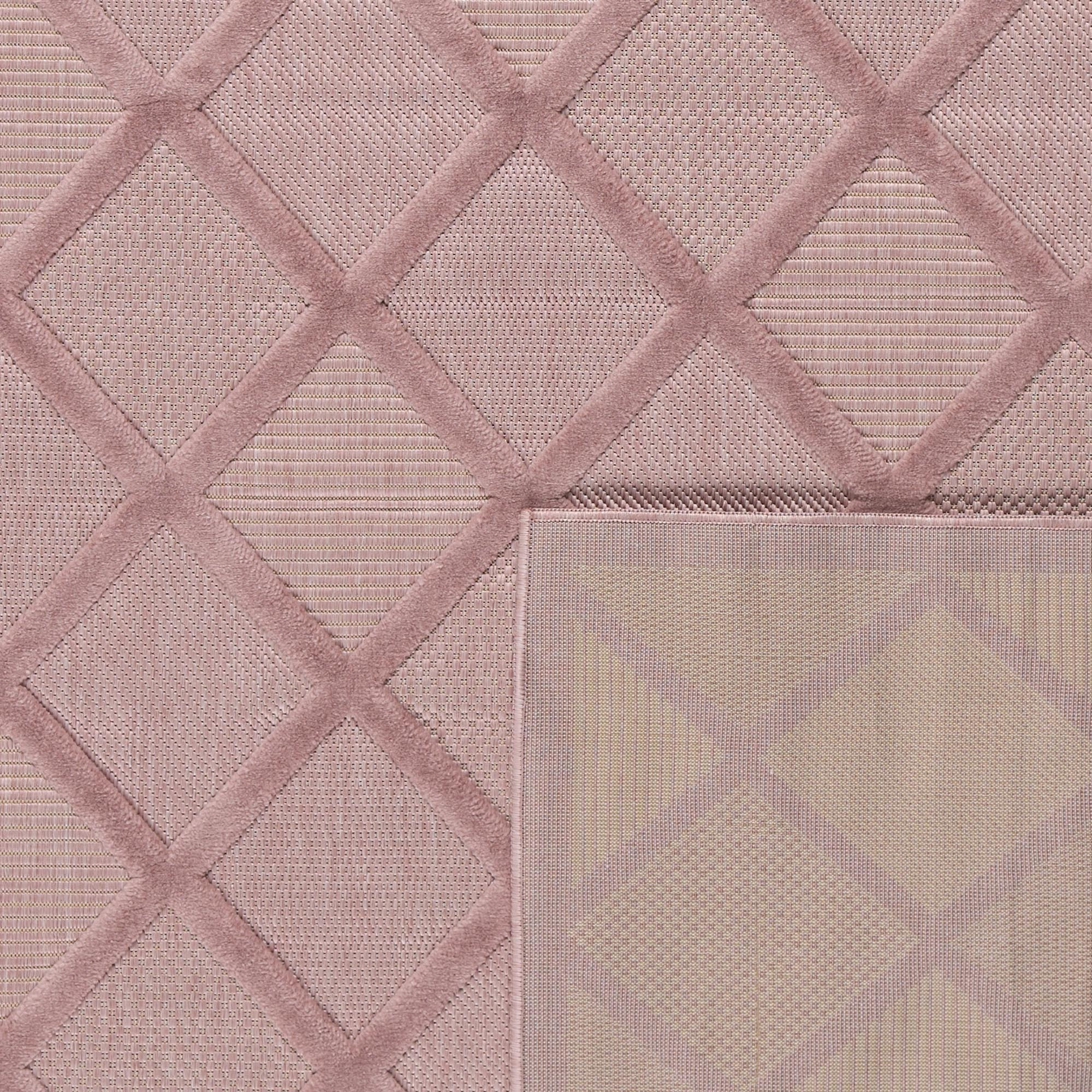 SANTORINI - Tapis d'intérieur/extérieur à motifs en relief berbère - Rose