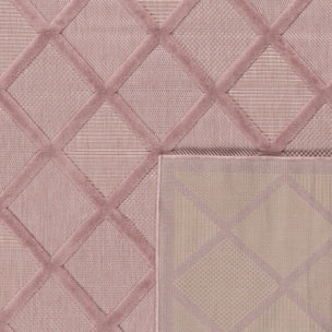 SANTORINI - Tapis d'intérieur/extérieur à motifs en relief berbère - Rose