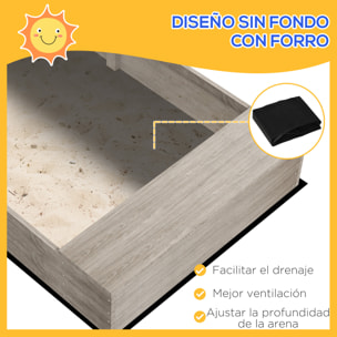 Outsunny Arenero para Niños de Madera Arenero Infantil con 2 Asientos 2 Cajas para Plantar y Juguete de Cocina para Patio Jardín 154x80x60 cm Gris