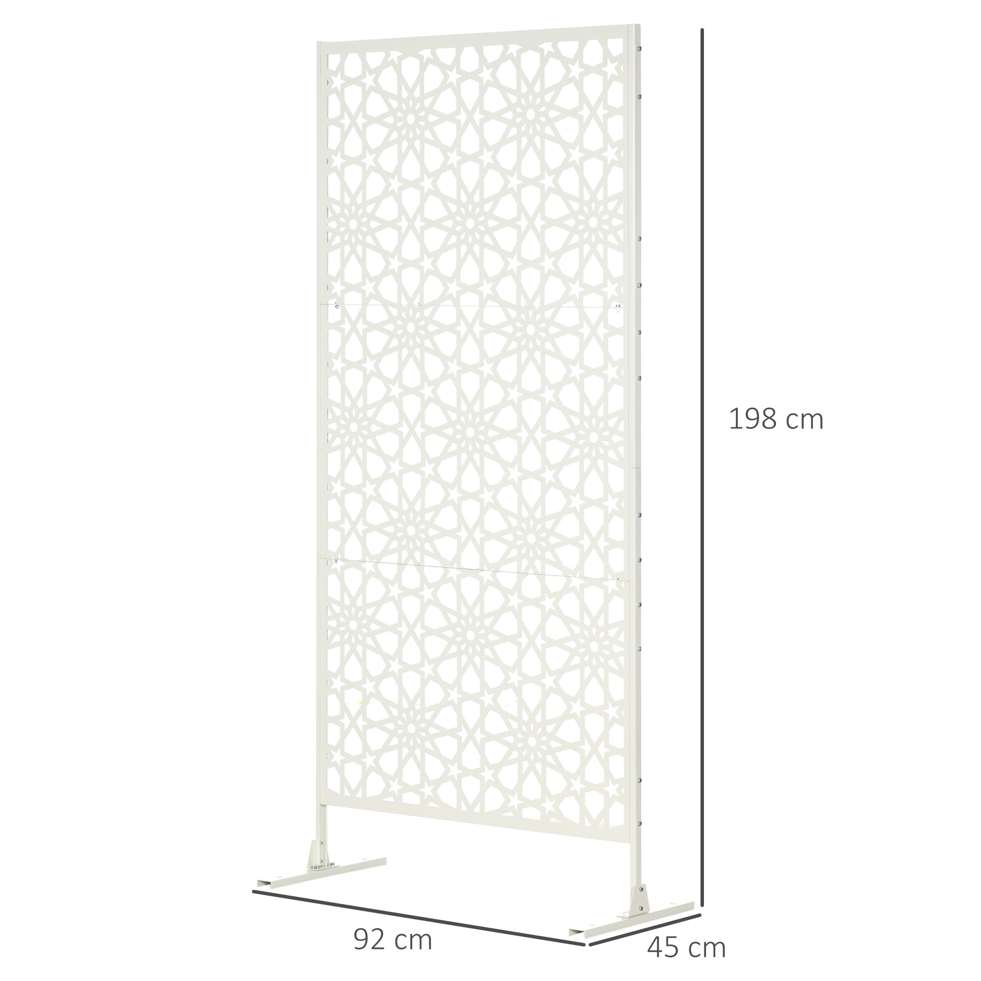 Panneau décoratif extérieur métal - brise vue motif étoiles - visserie incluse - dim. 92L x 45l x 198H cm - acier thermolaqué blanc