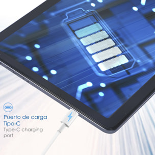 Tablet Wi-Fi 4G. Sistema operativo Android 11. Schermo da 10,1'' 1280x800px. SC9863A, ARM Cortex™-A55 Octa-Core, 1,6 Ghz, 2 GB di RAM + 32 GB. Doppia fotocamera.