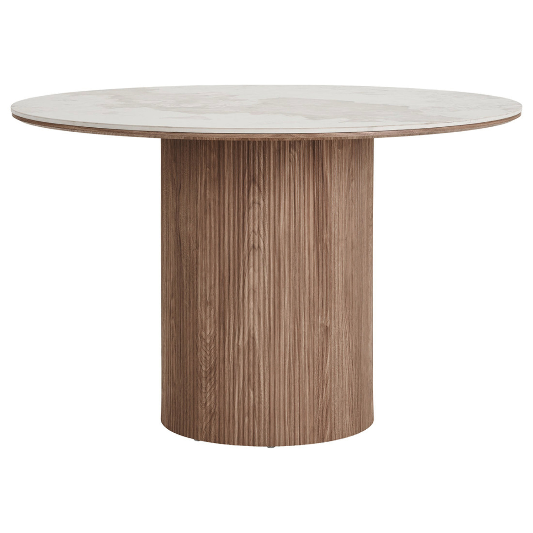 Lysa - table à manger plateau effet marbre et pieds effets bois - 4 personnes - Bois / Blanc