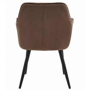 Sedia Jork in velluto marrone con gambe in metallo nero