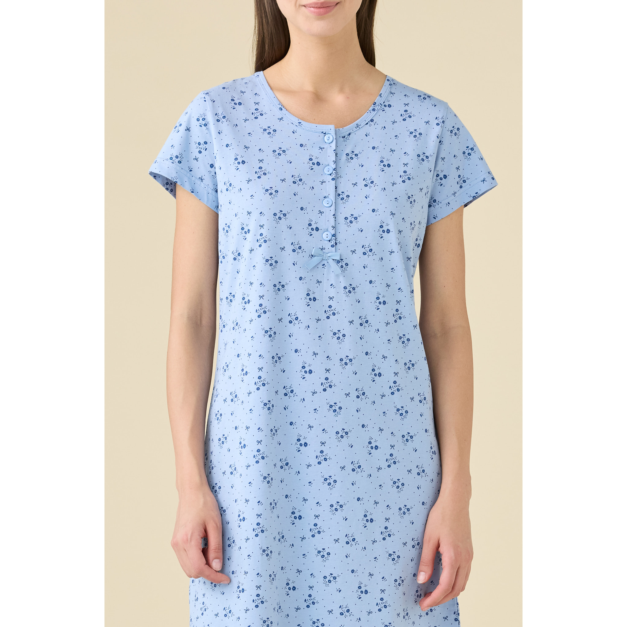 Camicia da notte donna estiva in cotone articolo flower. Noidinotte
