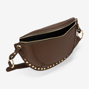 Riñonera marrón con tachuelas redondas