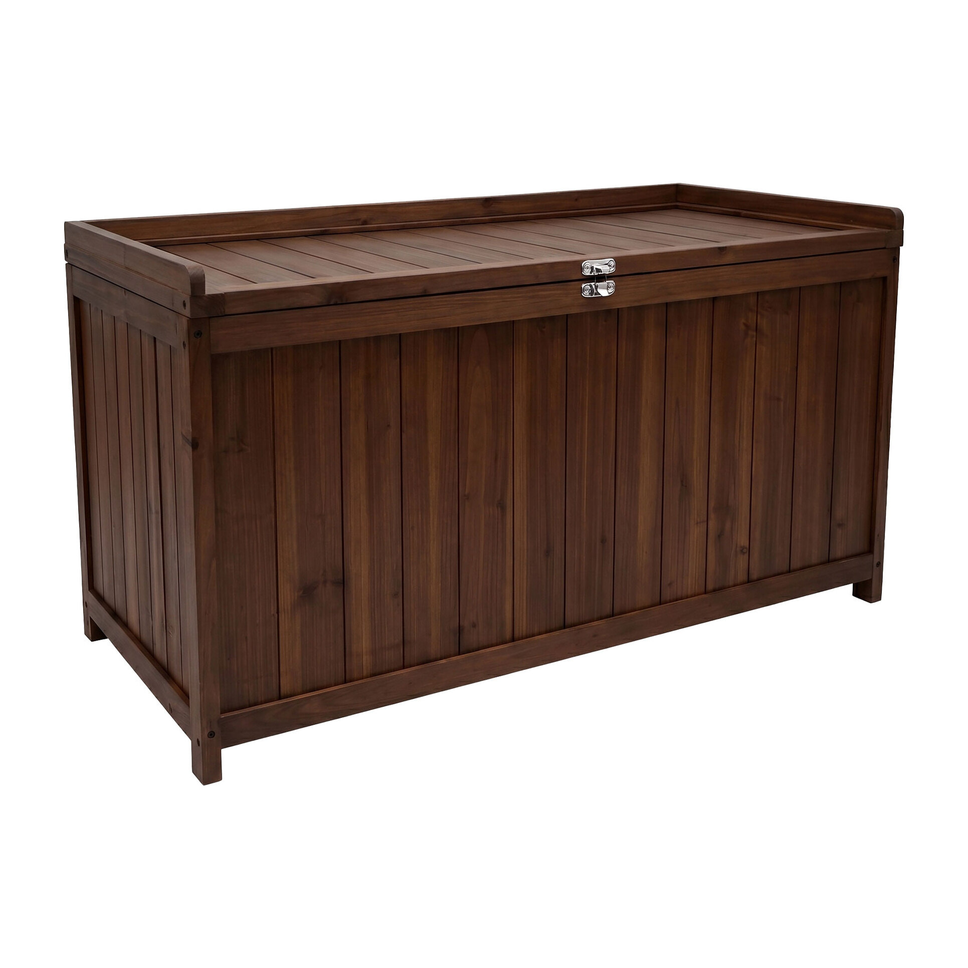 Cubo - Baule Contenitore da Esterno 113x60x53 cm in Legno di Abete con Chiusura a Lucchetto teak