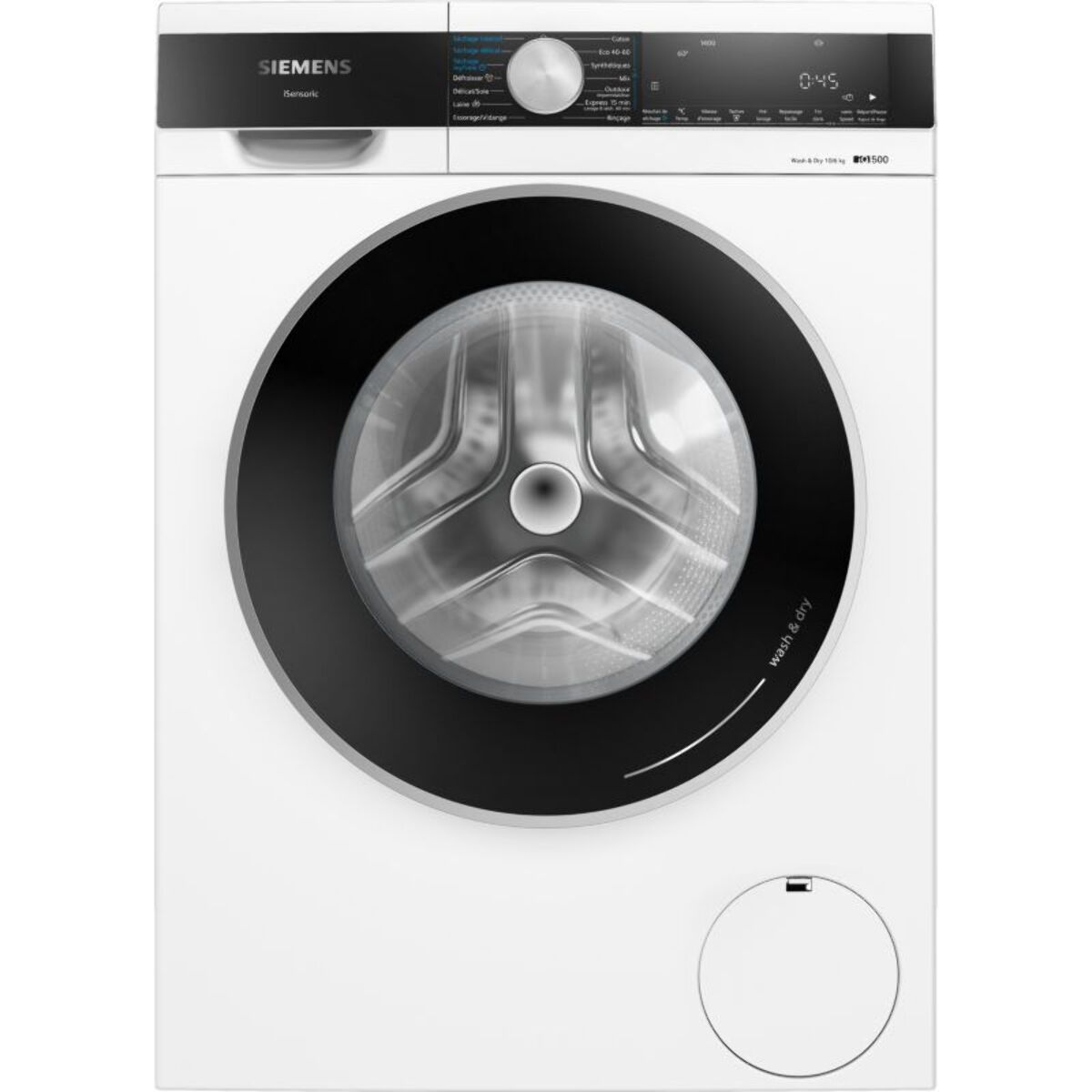 Lave linge séchant hublot SIEMENS WN54G200FR - 10,5/6 kg - 1400 tr/min - Classe D - Moteur induction - iQ500