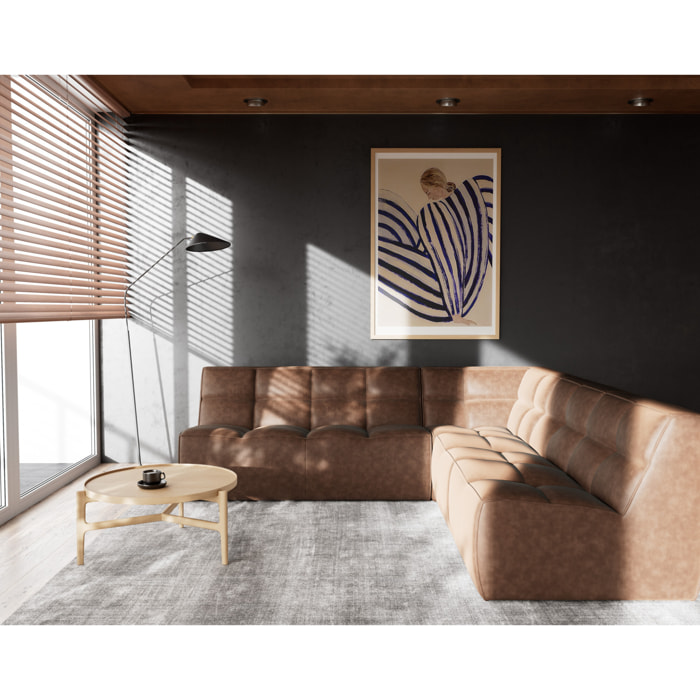 Alya - canapé modulable d'angle réversible 5 places en simili - Marron