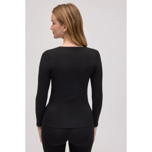 Maglietta termica extra calda a girocollo nera