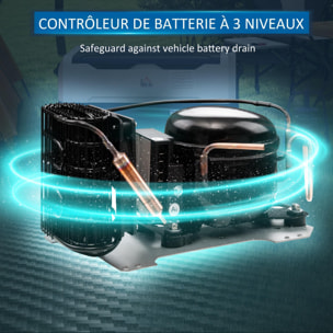 Glacière électrique portable 30,5L pour voiture - congélateur réfrigérateur 2 zones - LED - noir blanc