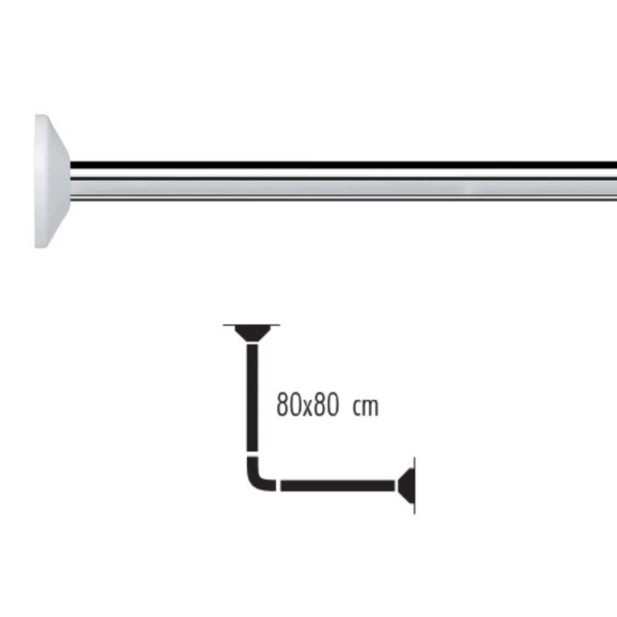 Barre tringle pour rideau de douche d'angle à fixer en Alu MAGIC 80x80cm Finition Brillante Spirella