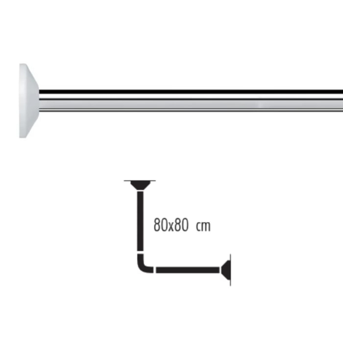 Barre tringle pour rideau de douche d'angle à fixer en Alu MAGIC 80x80cm Finition Brillante Spirella
