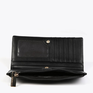 Portafoglio nero effetto pelle con monogramma inciso tono su tono